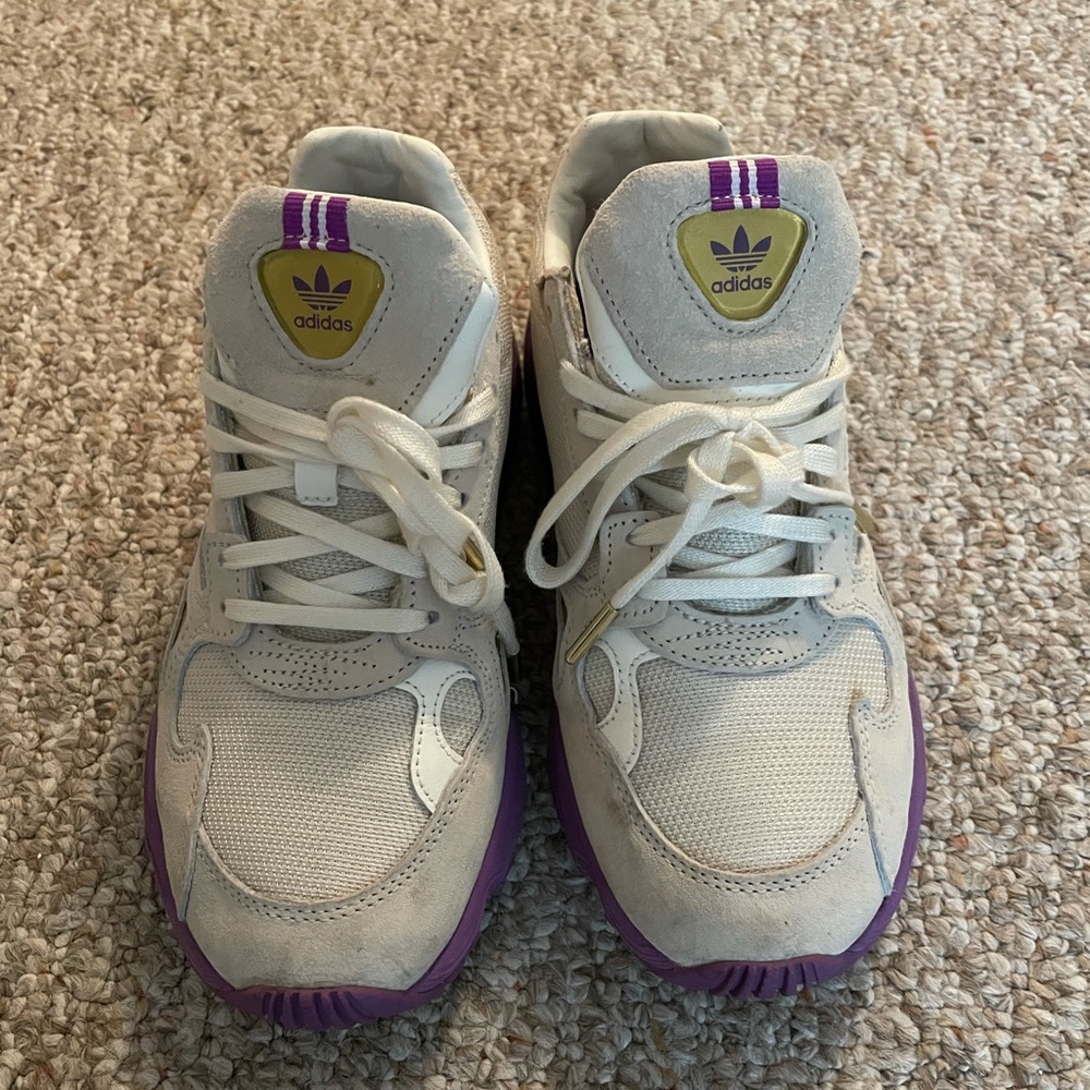 Used Adidas Falcon In Off White And Purple - White
